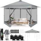 16x16 Pop Up Gazebo on Clearance, Mosquito Netting, Gray in Gray, alternate view 2