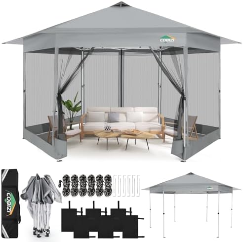 16x16 Pop Up Gazebo on Clearance, Mosquito Netting, Gray in Gray, alternate view 2