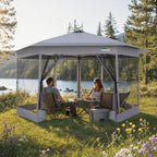 16x16 Pop Up Gazebo on Clearance, Mosquito Netting, Gray in Gray, alternate view 3