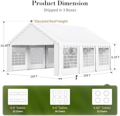 16x20 Party Tents, Heavy Duty Event Tent for Parties, alternate view 2