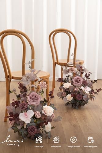 17.5" Artificial Flowers Arrangements, Dusty Rose & Mauve in 13"x5", ribbon:30" long in Pk- Dusty Rose & Mauve, alternate