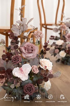 17.5" Artificial Flowers Arrangements, Dusty Rose & Mauve in 13"x5", ribbon:30" long in Pk- Dusty Rose & Mauve, alternate