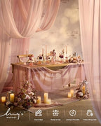 17.5" Artificial Flowers Arrangements, Dusty Rose & Mauve in 13"x5", ribbon:30" long in Pk- Dusty Rose & Mauve, alternate