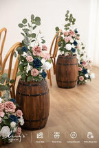 17.5" Tall Standing Artificial Flowers Arrangements 4 pcs Wedding Aisle Runner Chair Decorations Dusty Rose Navy, alternate