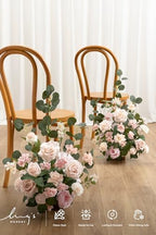 17.5" Tall Standing Artificial Flowers Arrangements 4 pcs Wedding Aisle Runner Chair Decorations Blush & Pink, alternate view