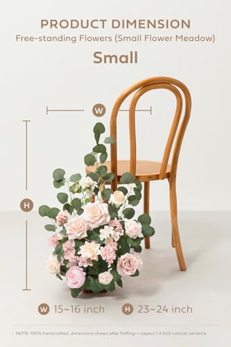 17.5" Tall Standing Artificial Flowers Arrangements 4 pcs Wedding Aisle Runner Chair Decorations Blush & Pink, alternate view