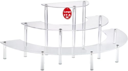 17.5IN Large 3 Tier Acrylic Display Risers, Cupcake Perfume Stand in 17.5 x 8.7 X 5.7IN in transparency