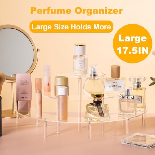 17.5IN Large 3 Tier Acrylic Display Risers, Cupcake Perfume Stand in 17.5 x 8.7 X 5.7IN in transparency, alternate view 4