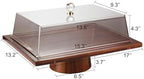 17'' Acacia Wood Cake Stand With Acrylic Lid Rectangular Display Tray in 17*13'', alternate view 3