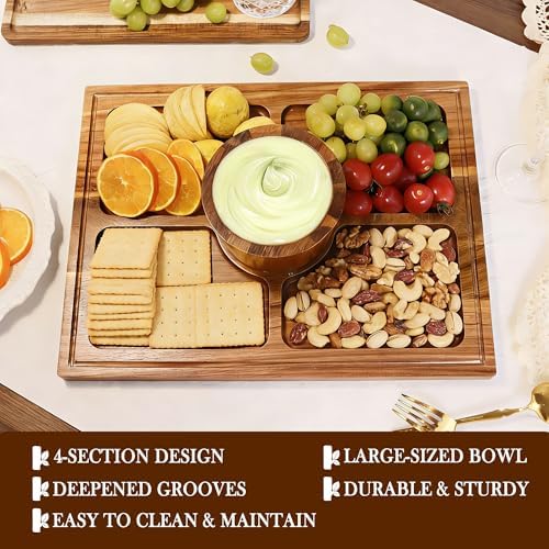 17'' Acacia Wood Cake Stand With Acrylic Lid Rectangular Display Tray in 17*13'', alternate view 4