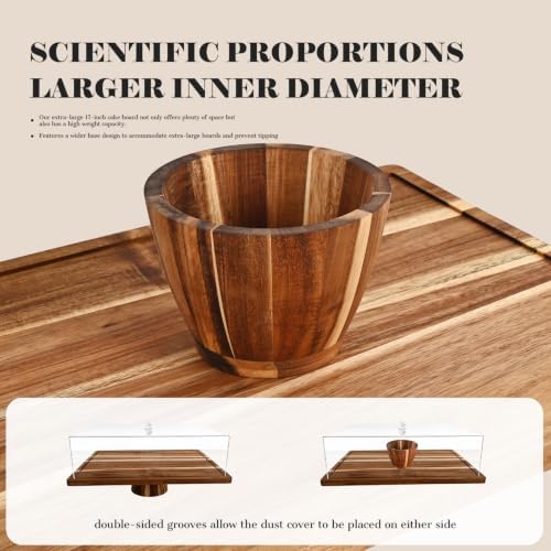 17" Acacia Wood Cake Stand with Lid, Rectangle Cake Stand in Wooden, alternate view 6