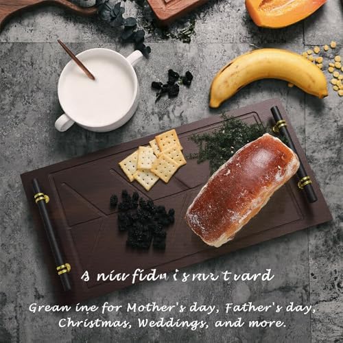 17" Acacia Wood Charcuterie Board Platter with Juice Grooves - Large Serving Tray for Steak, Cheese, alternate view 5