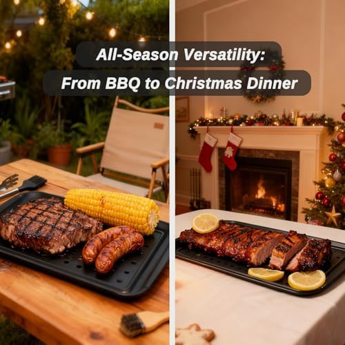 17 Inch Grilling Prep & Serve Trays with Non-Slip Base, Extra Thick, Warp-Resistant BBQ Platter Set for Cooking, alternate