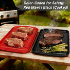 17 Inch Grilling Prep & Serve Trays with Non-Slip Base, Extra Thick, Warp-Resistant BBQ Platter Set for Cooking, alternate