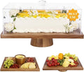 17" Rectangular Acacia Wood Cake Stand with Lid in 16 Inch in Rectangular Large
