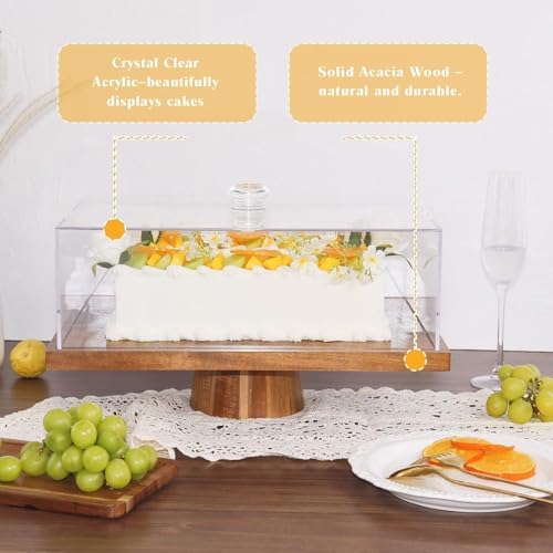 17" Rectangular Acacia Wood Cake Stand with Lid in 16 Inch in Rectangular Large, alternate view 5