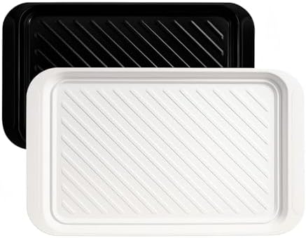 17" x 10.5" Grilling Prep and Serve Trays, Set of 2, Black&White in White & Black