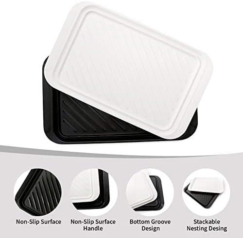 17" x 10.5" Grilling Prep and Serve Trays, Set of 2, Black&White in White & Black, alternate view 4