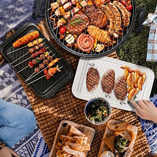 17" x 10.5" Grilling Prep and Serve Trays, Set of 2, Black&White in White & Black, alternate view 5