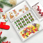 17" x 8" x 1.5" White Serving Tray Set, Wave Edge Melamine Platters for Cookie, Appetizer, Charcuterie, Snack, alternate view