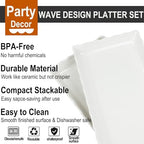 17" x 8" x 1.5" White Serving Tray Set, Wave Edge Melamine Platters for Cookie, Appetizer, Charcuterie, Snack, alternate view