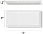 17" x 8" x 1.5" White Serving Tray Set, Wave Edge Melamine Platters for Cookie, Appetizer, Charcuterie, Snack, alternate view