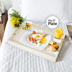 17"x12" Leather Serving Tray, Gold Handle Vanity Platter, Beige in 17" x 12" in Beige, alternate view 4