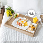 17"x12" Leather Serving Tray, Gold Handle Vanity Platter, Khaki in 17" x 12" in Patinated Gold, alternate view 5