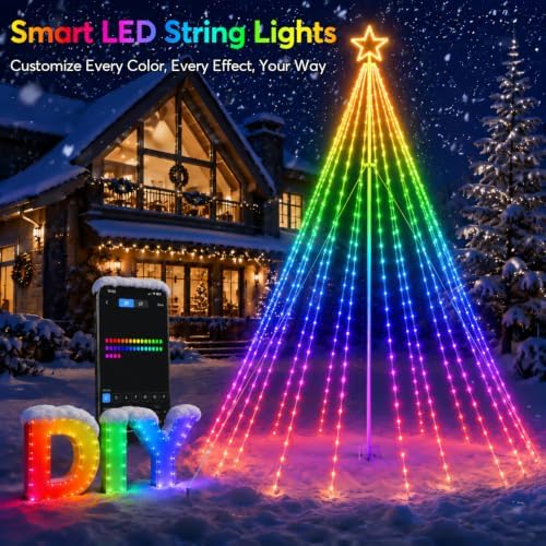 17FT Outdoor Christmas Tree Lights for Flagpole, DIY Music Sync App Control, alternate view 3