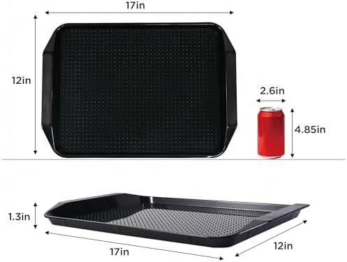 17x12 Inch Plastic Serving Trays Set of 4, Durable Serving Platters with Anti-Slip Dots, BPA-Free Stackable Food, alternate
