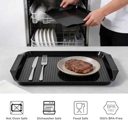 17x12 Inch Plastic Serving Trays Set of 4, Durable Serving Platters with Anti-Slip Dots, BPA-Free Stackable Food, alternate