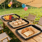 17x12 Inch Plastic Serving Trays Set of 4, Durable Serving Platters with Anti-Slip Dots, BPA-Free Stackable Food, alternate