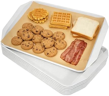 17x12 Inch Plastic Serving Trays Set of 8, Durable Serving Platters with Anti-Slip Dots, BPA-Free Stackable Food
