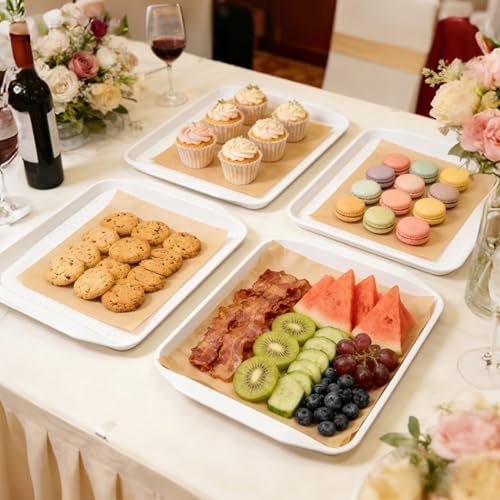 17x12 Inch Plastic Serving Trays Set of 8, Durable Serving Platters with Anti-Slip Dots, BPA-Free Stackable Food, alternate