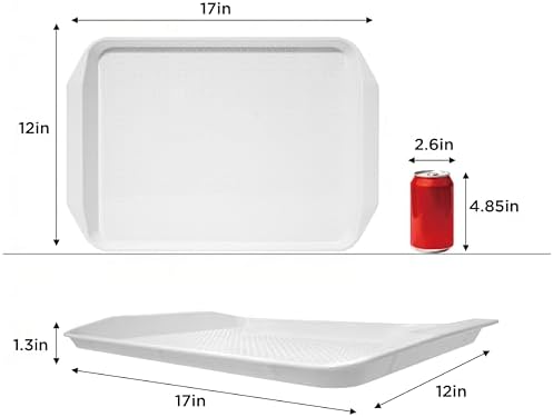 17x12 Inch Plastic Serving Trays Set of 8, Durable Serving Platters with Anti-Slip Dots, BPA-Free Stackable Food, alternate
