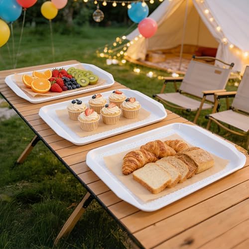 17x12 Inch Plastic Serving Trays Set of 8, Durable Serving Platters with Anti-Slip Dots, BPA-Free Stackable Food, alternate