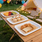 17x12 Inch Plastic Serving Trays Set of 8, Durable Serving Platters with Anti-Slip Dots, BPA-Free Stackable Food, alternate
