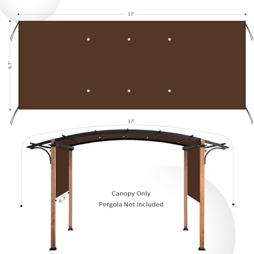 17x6.8 Ft Universal Pergola Replacement Canopy, Outdoor Canopy Shade Cover(Cover Only) (Coffee) in 17x6.8 Ft, alternate view