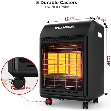 18,000 BTU Propane Heater with ODS & Tip-over Protection, 3-Setting LP Gas Cabinet Heater with Regulator & Hose, alternate
