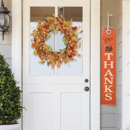 18-20 Inch Eucalyptus and Magnolia Fall Wreath with Pumpkin Berries in Orange Green-2 18-20", alternate view 3