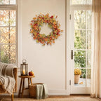 18-20 Inch Eucalyptus and Magnolia Fall Wreath with Pumpkin Berries in Orange Green-2 18-20", alternate view 4