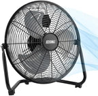 18” 3-Speed High-Velocity Cradle/Floor Fan with 180-Degree Adjustable Tilt, Convenient Carry Handle, and Rubber