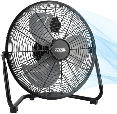 18” 3-Speed High-Velocity Cradle/Floor Fan with 180-Degree Adjustable Tilt, Convenient Carry Handle, and Rubber
