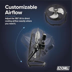 18” 3-Speed High-Velocity Cradle/Floor Fan with 180-Degree Adjustable Tilt, Convenient Carry Handle, and Rubber, alternate