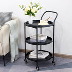 18 * 31" H Round Gold 3-Tier Rolling Bar Cart with Wheels Elegant Metal Frame Serving Cart for Kitchen, Dining