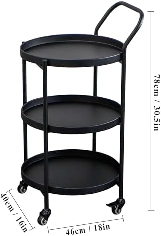 18 * 31" H Round Gold 3-Tier Rolling Bar Cart with Wheels Elegant Metal Frame Serving Cart for Kitchen, Dining, alternate