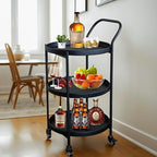 18 * 31" H Round Gold 3-Tier Rolling Bar Cart with Wheels Elegant Metal Frame Serving Cart for Kitchen, Dining, alternate