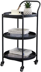 18 * 31" H Round Gold 3-Tier Rolling Bar Cart with Wheels Elegant Metal Frame Serving Cart for Kitchen, Dining, alternate