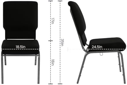 18.5 in Wide Church Chair, Black in Black, alternate view 3