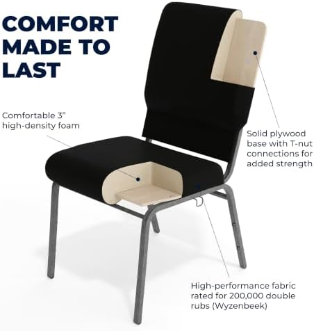 18.5 in Wide Church Chair, Black in Black, alternate view 5